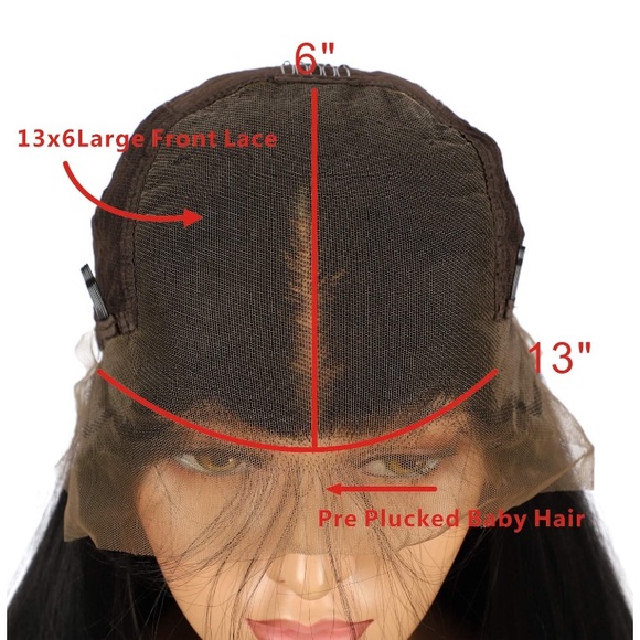?22” JET BLACK STRAIGHT MIDDLEPART LACE FRONT WIG main image 5